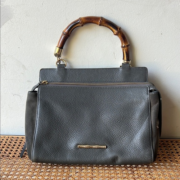 Elaine Turner Leather Handbag with Bamboo Handle - Picture 1 of 11